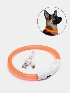 Універсальний світлодіодний LED нашийник з підсвічуванням для собак з USB зарядкою Trox TR-70 Помаранчевий