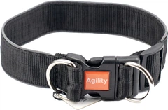 Нашийник Agility нейлон зі світловідбивним кантом і пластиковою пряжкою подвійний 40 мм, 470-510 мм Чорний (4823101316926)
