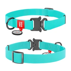 Амуніція Collar WAUDOG Waterproof Нашийник для собак водостійкий з QR-паспортом, що світиться, металева пряжка-фастекс, ментоловий xl (z2783)