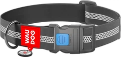 Нашийник для собак водостійкий WAUDOG Waterproof з QR паспортом світловідбивний пластиковий фастекс XXL Ш 40 мм Дов 46-70 см Сірий (251011Collar)