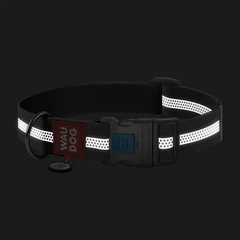 Нашийник для собак водостійкий WAUDOG Waterproof з QR паспортом світловідбивний пластиковий фастекс XXL Ш 40 мм Дов 46-70 см Сірий (251011Collar)
