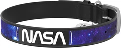 Нашийник для собак шкіряний WAUDOG Design з QR паспортом малюнок "NASA21" XS Ш 12 мм Дов 18-24 см чорний (3601-0148-01Collar)