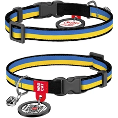 Waucat Нашийник для котів нейлоновий WAUDOG Nylon з QR паспортом, малюнок "Colors of freedom", пластиковий фастекс, XS, 20-30 см 10 мм (5210-4020)