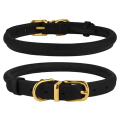 Нашийник для Собак Круглий Шкіряний BronzeDog Premium Crazy Чорний XS 7 мм 18-25 см (002101)