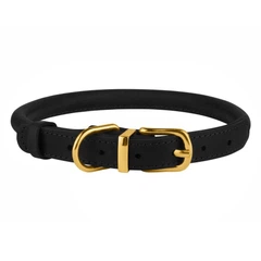 Нашийник для Собак Круглий Шкіряний BronzeDog Premium Crazy Чорний XS 7 мм 18-25 см (002101)