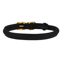 Нашийник для Собак Круглий Шкіряний BronzeDog Premium Crazy Чорний XS 7 мм 18-25 см (002101)