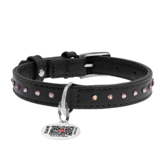 Нашийник WAUDOG Glamour з QR адресником та стразами чорний XS (4820082499051)