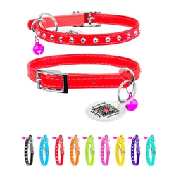 Collar Нашийник "WAUDOG GLAMOUR" з резинкою, клейовими стразами, для котів (ширина 9мм, довжина 22-30см) червоний