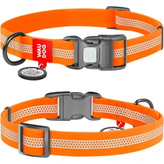 Нашийник для собак водостійкий WAUDOG Waterproof з QR паспортом, світловідбивний, пластикова пряжка-фастекс, розмір L, 34-49 см 25 мм Помаранчевий (26144)