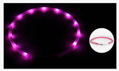 EcoToys Нашийник для собак LED рожевий, що світиться 70 см 6651