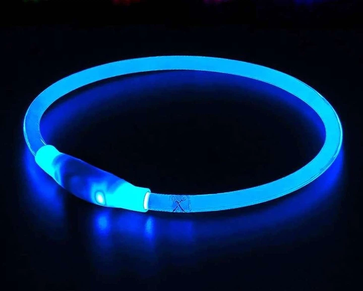Lock Mat Нашийник для собак з підсвіткою LED водостійкий, з зарядкою USB універсальний Синій