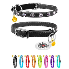 Waucat Ошейник WAUDOG Glamour з резинкою, клейовими стразами "Квітка" для котів (ширина 9мм, довжина 22-30см) чорний