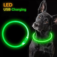 Lock Mat Нашийник для собак Led колір, що світиться ЗЕЛЕНИЙ розмір середній 50см (OM1)