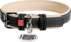 Нашийник для собак шкіряний Collar WAUDOG Soft з QR паспортом, S, Ш 20 мм, Дов 30-39 см (7190)