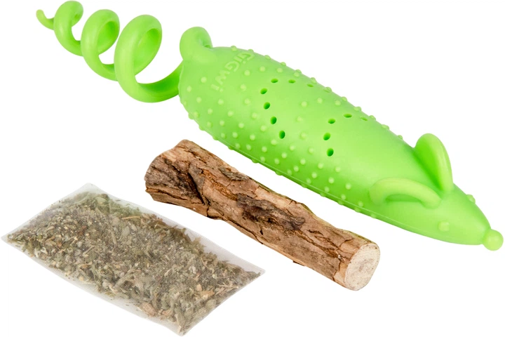 Іграшка для кішок Collar Мишка гумова GiGwi Refillable Catnip 16.5 см Зелена (2347Collar)