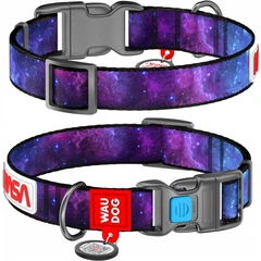 Нейлоновий нашийник для собак WAUDOG Nylon з QR паспортом, з малюнком "NASA21", фастекс із замком 25-35 см 15 мм (4501-0148)