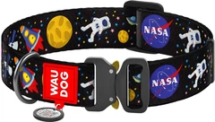 Нашийник для собак нейлоновий WAUDOG Nylon з QR паспортом малюнок "NASA" металева пряжка-фастекс XXL Ш 35 мм Дов 46-70 см (4535-0047Collar)