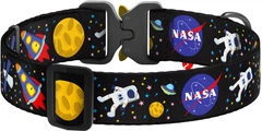 Нашийник для собак нейлоновий WAUDOG Nylon з QR паспортом малюнок "NASA" металева пряжка-фастекс XXL Ш 35 мм Дов 46-70 см (4535-0047Collar)