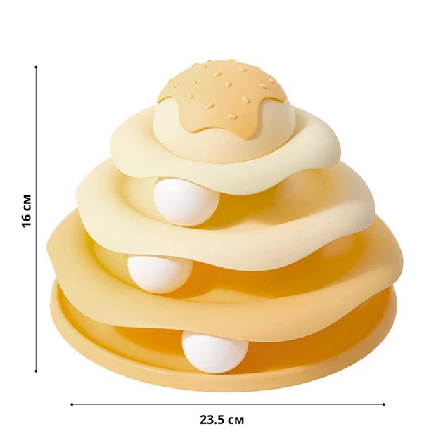 Іграшка Taotaopets 07A10001 Yellow для кота інтелектуальна 3-х рівнева Вежа