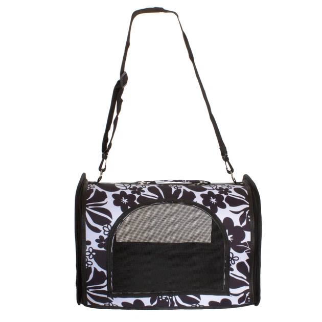Сумка переноска для котів собак 46x28x30 см CosmoPet CP-48 (L) Black-White