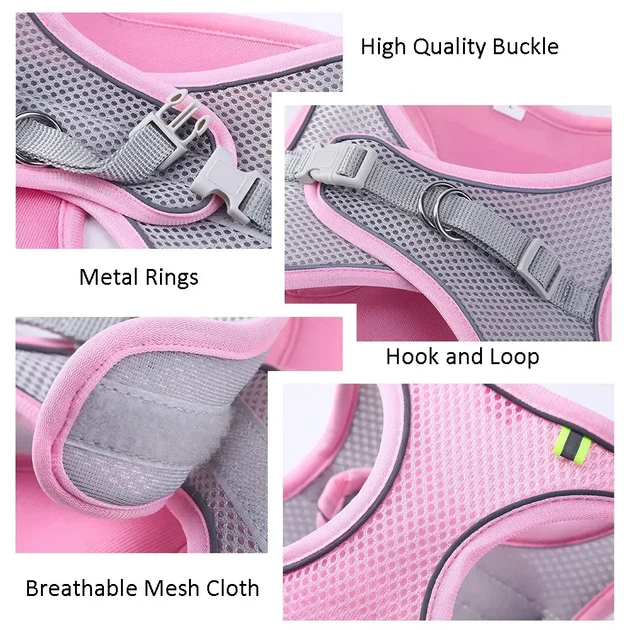 Без бренду Шлея-жилет світловідбиваюча для кішок та собак Harness Vest S Pink
