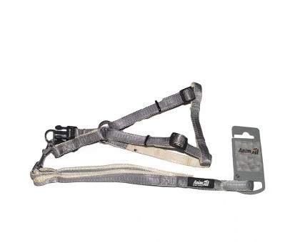 Шлея з повідцем AnimAll для собак HJ-LH 254 Gray 15х1200х15мм+33/50см