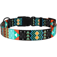 Нашийник Для Собак BronzeDog Urban Tribal з Пластикової Пряжкою Ацтеки Різнобарвний 25 мм 43-66 см (53/1335)