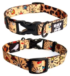 Без бренда Нашийник для собак нейлон BAT&RO Tattoo XS 16мм 24-34 см леопард татуювання (00388)