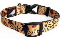 Без бренда Нашийник для собак нейлон BAT&RO Tattoo XS 16мм 24-34 см леопард татуювання (00388)