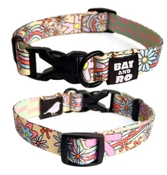 Без бренда Нашийник для собак нейлон BAT&RO Lily XS 16мм 24-34 см квітки ромашки (00382)