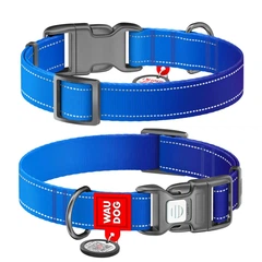 Collar Нашийник для собак нейлоновий WAUDOG з QR паспортом, XL, Ш 25 мм, Довжина 37-58 см синій