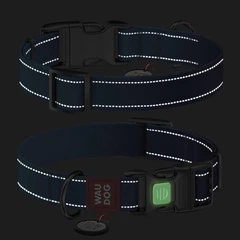 Collar Нашийник для собак нейлоновий WAUDOG з QR паспортом, XL, Ш 25 мм, Довжина 37-58 см синій