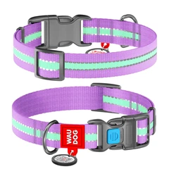 Collar Нашийник для собак нейлоновий WAUDOG Nylon з QR паспортом, Ш 20 мм, Довжина 28-40 см фіолетовий