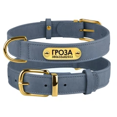 Нашийник для Собак Шкіряний BronzeDog Crazy Блакитний 2XS 10 мм 19-25 см (004222)