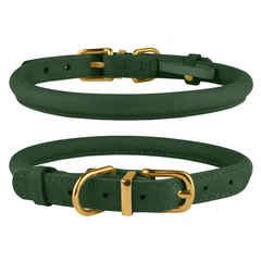 Нашийник для Собак Круглий Шкіряний BronzeDog Premium Crazy Зелений L 11 мм 38-48 см (002505)