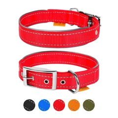 Collar Нашийник "Dog Extreme" з нейлону, подвійний зі світловідбиваючою вставкою (ширина 25мм, довжина 38-48см), червоний