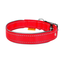 Collar Нашийник "Dog Extreme" з нейлону, подвійний зі світловідбиваючою вставкою (ширина 25мм, довжина 38-48см), червоний