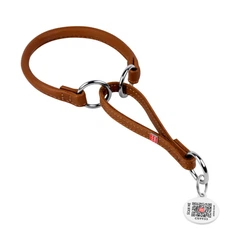 Collar Нашийник-зашморг для собак шкіряний WAUDOG Soft з QR паспортом, круглий, Д 6 мм, Дов 21-30 см коричневий