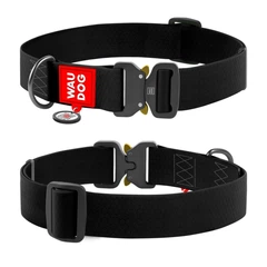 Collar Нашийник для собак водостійкий WAUDOG c QR паспортом, Ш 40 мм, Довжина 46-70 см, чорний