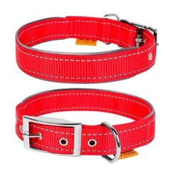 Collar Нашийник "Dog Extreme" з нейлону, подвійний зі світловідбиваючою вставкою (ширина 15мм, довжина 27-35см), червоний