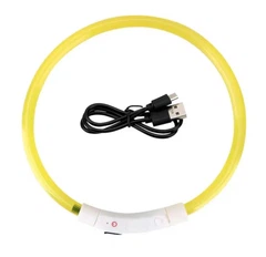 Xtep Нашийник світиться LED для собак і кішок Жовтий 35 см + USB