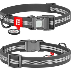 Нашийник для собак водостійкий WAUDOG Waterproof з QR паспортом, світловідбивний, пластикова пряжка-фастекс, розмір M, 28-40 см 20 мм Сірий (261511)