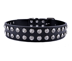 Нашийник для собаки шкіряний зі стразами Lockdog, Д 52-62см, Ш 3,5 см (ld115_XL)