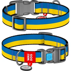 Нашийник для собак нейлоновий WAUDOG Nylon з QR паспортом, малюнок "Colors of freedom", пластиковий фастекс, 25-35 см 15 мм (4501-4020)
