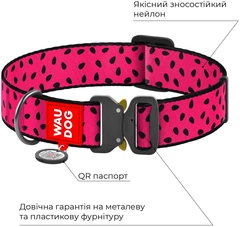Нашийник для собак нейлоновий WAUDOG Nylon з QR паспортом малюнок "Кавун" металева пряжка-фастекс XXL Ш 35 мм Дов 46-70 см (4535-0049Collar)