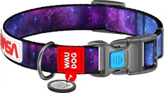 Нашийник для собак нейлоновий WAUDOG Nylon з QR паспортом малюнок "NASA21" пластиковий фастекс L Ш 25 мм Дов 33-49 см (4503-0148Collar)