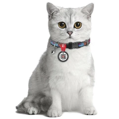 Нашийник для котів нейлоновий WAUCAT Nylon з QR паспортом, малюнок "Літо" 20-30 см 10 мм (5267)