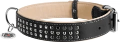 Нашийник для собак шкіряний Collar WAUDOG Soft з QR паспортом, металічні прикраси, L, Ш 35 мм, Дов 57-71 см (7225)
