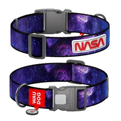 Нашийник для собак нейлоновий WAUDOG Nylon з QR паспортом малюнок "NASA21" пластиковий фастекс XXL Ш 35 мм Дов 46-70 см
