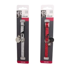 M Pets Блискучий котячий нашийник зі штучної шкіри M-Pets Glitter Cat Collar 1,5х23 см (6953182719458)